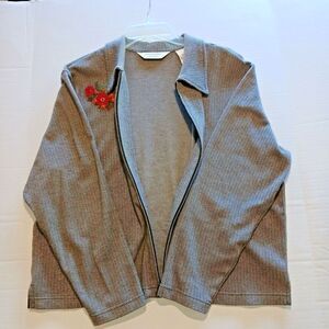 Bechamel Large Petite 100% Cotton Brown with Embroidered Flowers on front Jacket